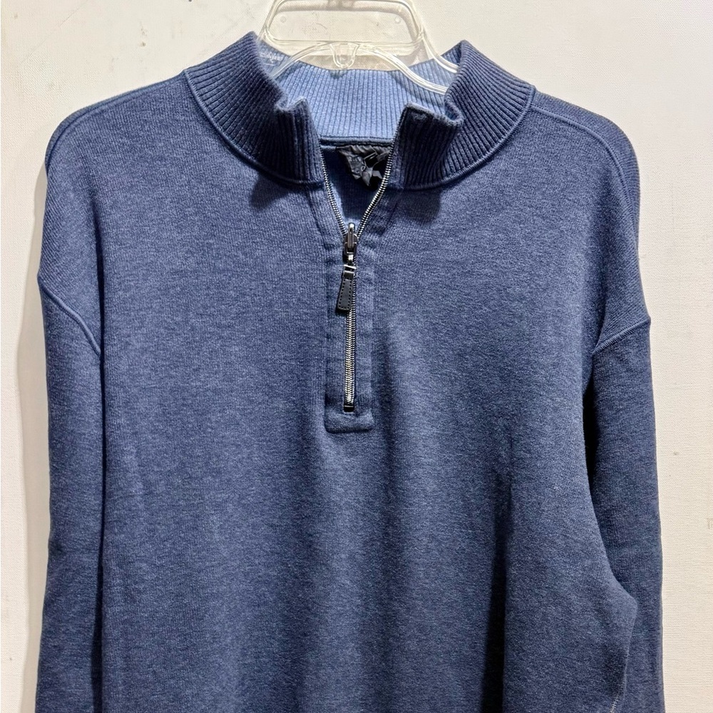 Versatile Blue Zip Up Sweater with Relaxed Fit
